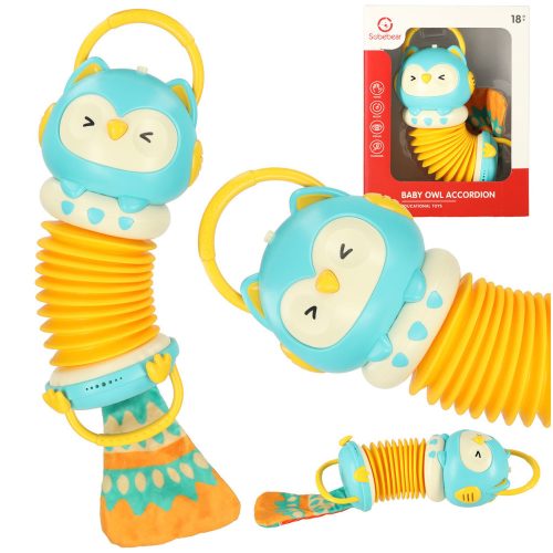 Harmony harmonika gyerekeknek narancssárga bagoly játék LED 30cm