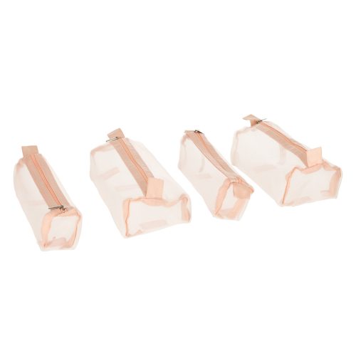 Foldable Travel Cosmetic Bag Detachable Roll-up 4in1 Large Capacity Portable Pink