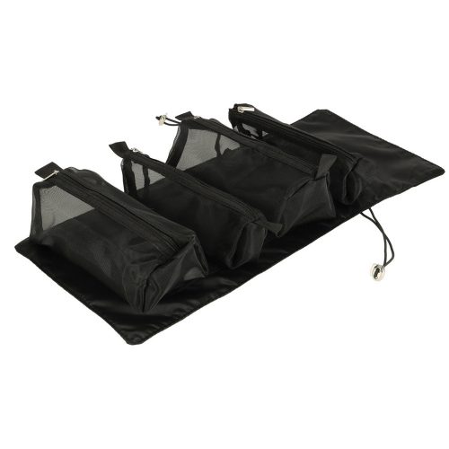 Foldable Travel Cosmetic Bag Detachable Roll-up 4in1 Large Capacity Portable Black