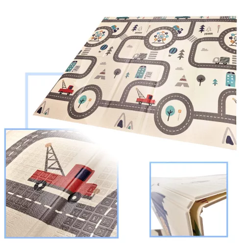 Educational foldable foam mat double-sided 180 x 200 cm street/forest
