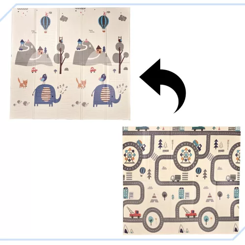 Educational foldable foam mat double-sided 180 x 200 cm street/forest
