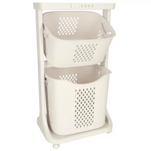 Two tier rolling cart organizer on wheels for toys clothes