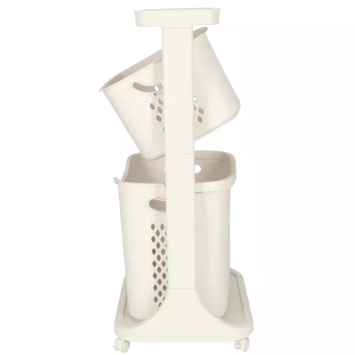 Two tier rolling cart organizer on wheels for toys clothes