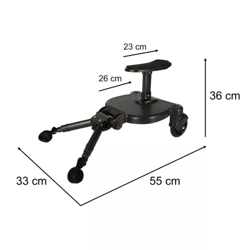 Stroller extension with baby seat, black