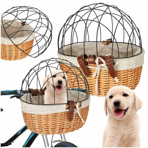 Rattan bicycle basket with metal frame