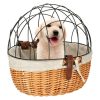 Rattan bicycle basket with metal frame