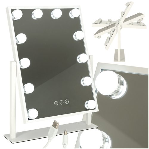 LED sminktükör USB izzókkal 30x40cm