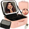 Cosmetic organizer with mirror pink