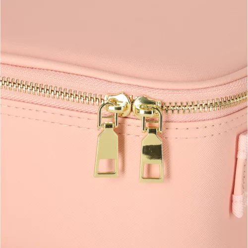 Cosmetic organizer with mirror pink