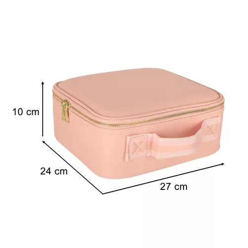 Cosmetic organizer with mirror pink