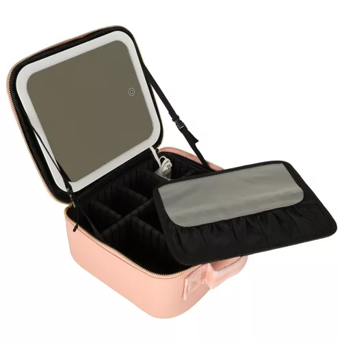 Cosmetic organizer with mirror pink
