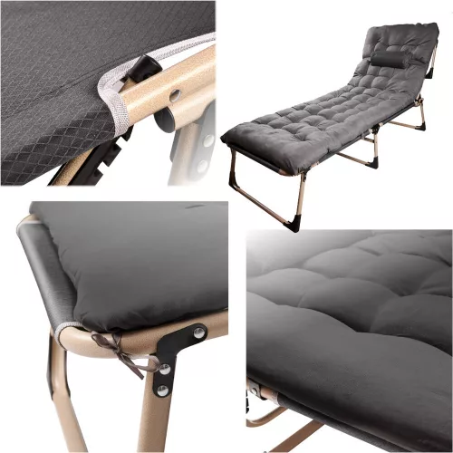 Tourist folding bed 198 cm dark grey