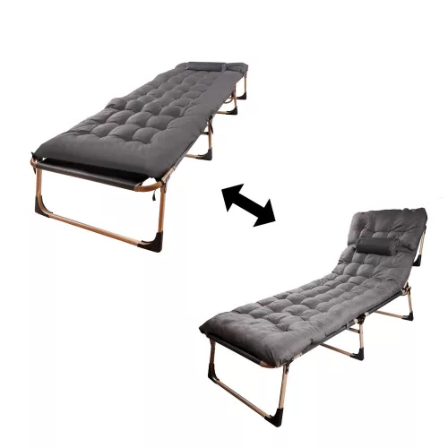 Tourist folding bed 198 cm dark grey