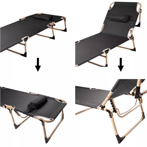 Tourist folding bed 198 cm dark grey