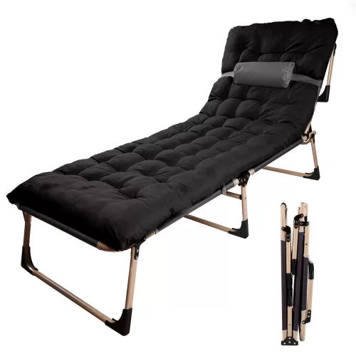 Tourist folding bed 198 cm black