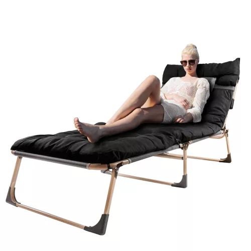 Tourist folding bed 198 cm black