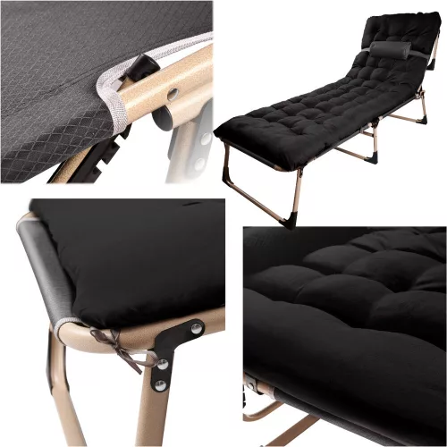 Tourist folding bed 198 cm black