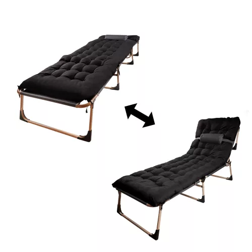 Tourist folding bed 198 cm black