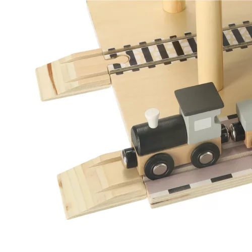 Magnetic Wooden crane seaport + car ship