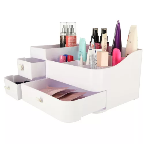 Cosmetic organizer for bathroom basket