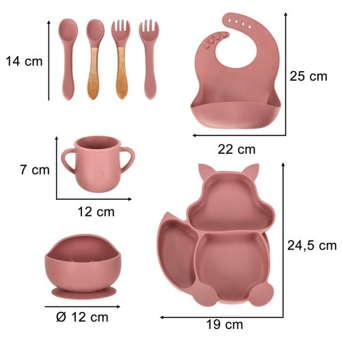 Children's silicone utensils squirrel dark pink