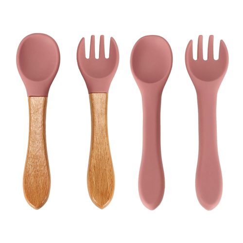 Children's silicone utensils squirrel dark pink
