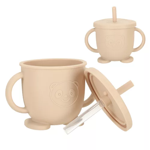 Children's silicone cutlery owl beige 9 pieces