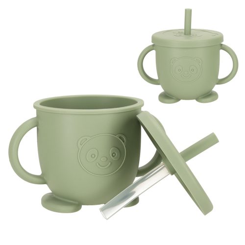 Children's silicone cutlery owl military green