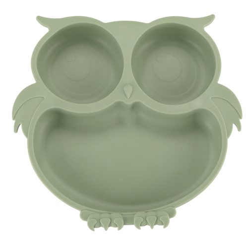 Children's silicone cutlery owl military green