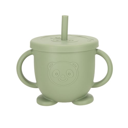 Children's silicone cutlery owl military green