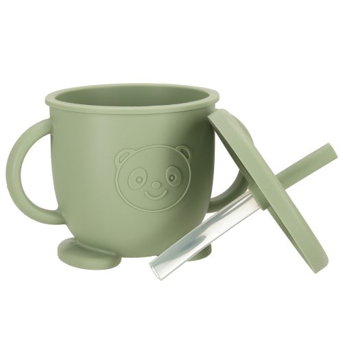 Children's silicone cutlery owl military green