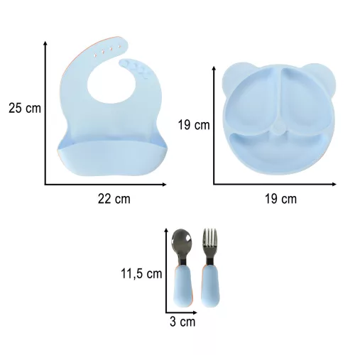Silicone baby food teddy bear light blue 4pcs