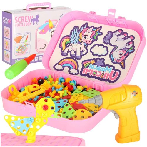 Building blocks in a case + unicorn screwdriver