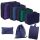 Suitcase Organizers Travel Set 7 Pieces Clothes Storage Accessories Waterproof Bags Makeup Bag Shoe Bag Navy Blue