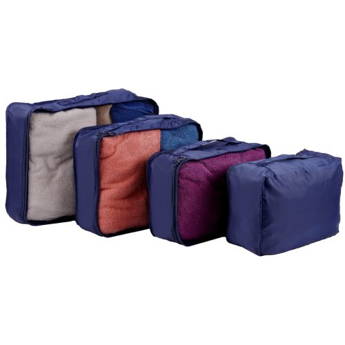 Suitcase Organizers Travel Set 7 Pieces Clothes Storage Accessories Waterproof Bags Makeup Bag Shoe Bag Navy Blue