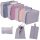 Suitcase Organizers Travel Set 7 Pieces Clothes Storage Accessories Waterproof Bags Makeup Bag Shoe Bag Gray
