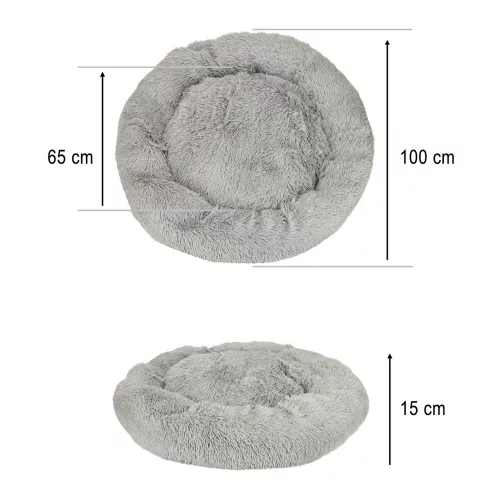 Dog bed plush cushion 100cm light grey