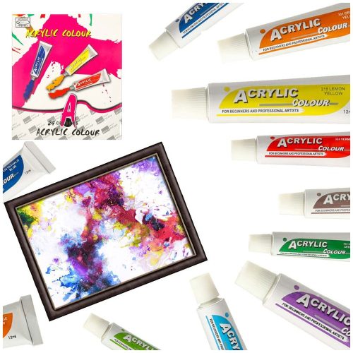 Artist acrylic paints in multi-colored 24 tubes