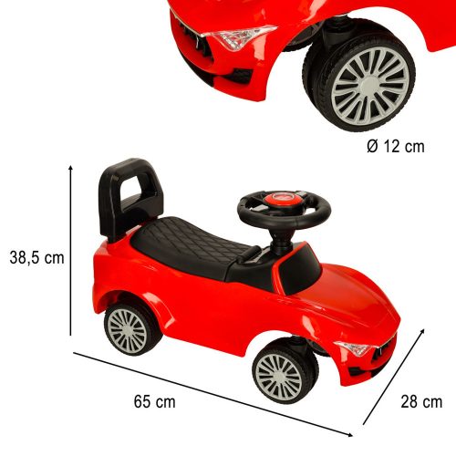 Baby stroller car with sound and lights, red