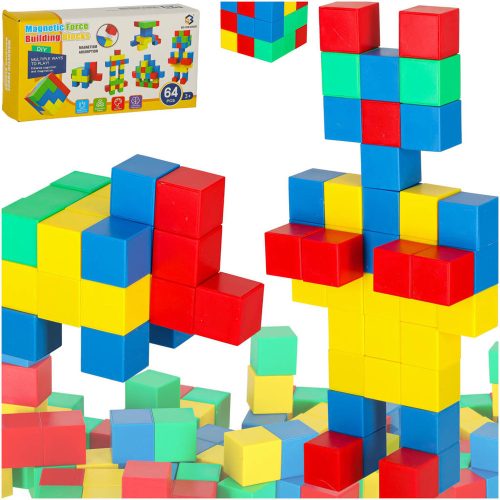 Educational magnetic cube building blocks 64 el.