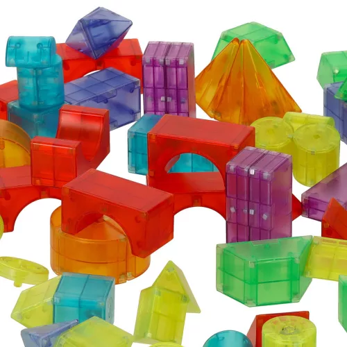 3D Construction Magnetic Bricks LED Light 64 Pieces