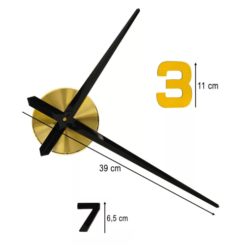 Sticker wall clock 100-120 cm black gold