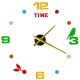 Sticker wall clock with colorful numbers 80-90cm