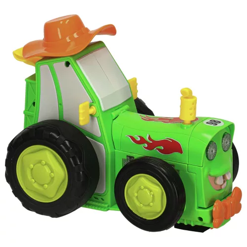 Crazy Car RC jumping, singing and dancing green tractor