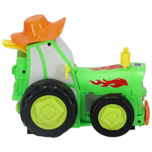 Crazy Car RC jumping, singing and dancing green tractor