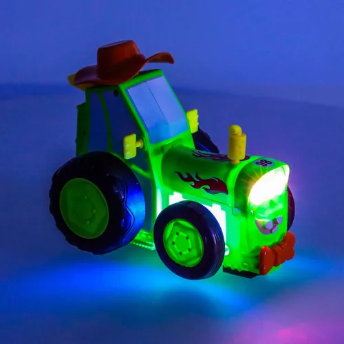 Crazy Car RC jumping, singing and dancing green tractor