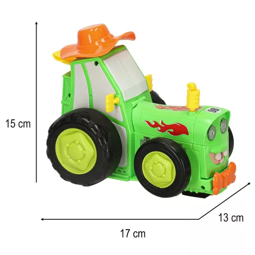 Crazy Car RC jumping, singing and dancing green tractor