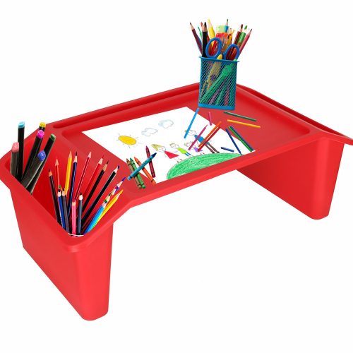 Laptop desk with organizer red