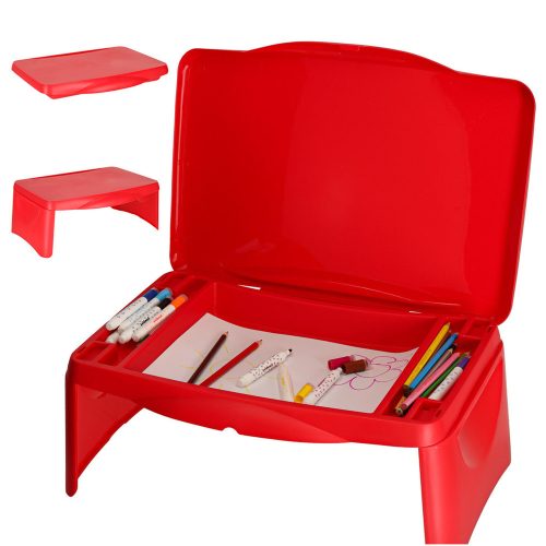 Children's car table with storage compartment, red