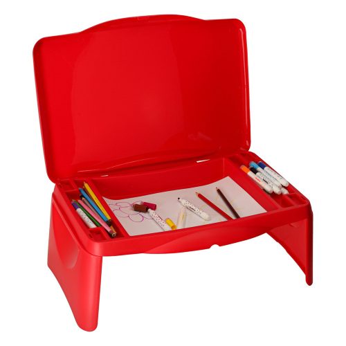 Children's car table with storage compartment, red